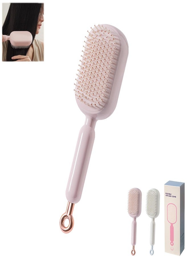 PMDYBY Retractable Cushion Massage Comb Brush, Pull Ring Cushion Massage Brush, Anti-Static Easy-Clean Massage Comb, Portable Travel, Smooth Clean Detangling Comb for All Hair Types(Pink) - Image 1